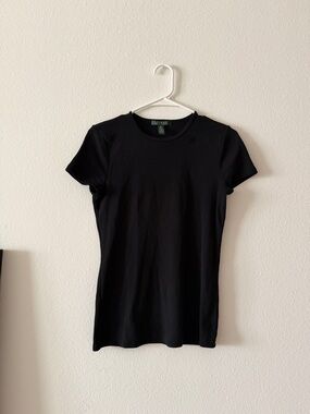 Lauren Ralph Lauren Black ribbed Short-Sleeve Crew Tee